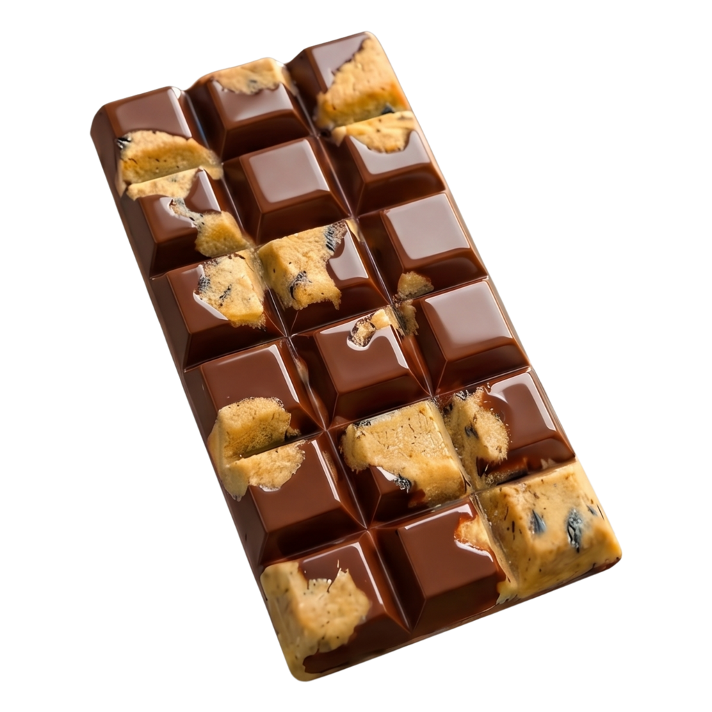 Plaque de chocolat aux éclats de cookies Mamy Cookies, vue de face avec morceaux de cookies visibles sur la surface.