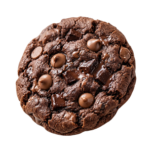Cookies double au chocolat Mamy Cookies avec pépites de chocolat fondants et croustillants, présentation appétissante.