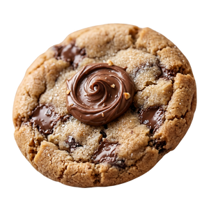 Pâte à tartiner Mamy Cookies dans un pot avec une cuillère, texture onctueuse visible, fond blanc.